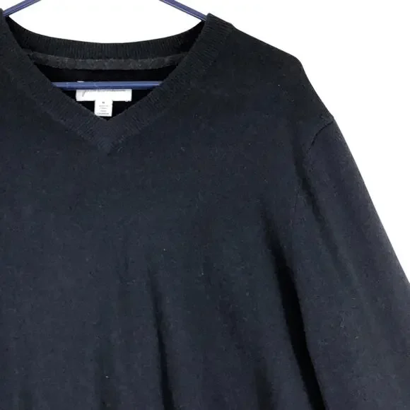 John W Nordstom Mens Size M Sweater Jumper V Neck 100% Cashmere Navy Blue